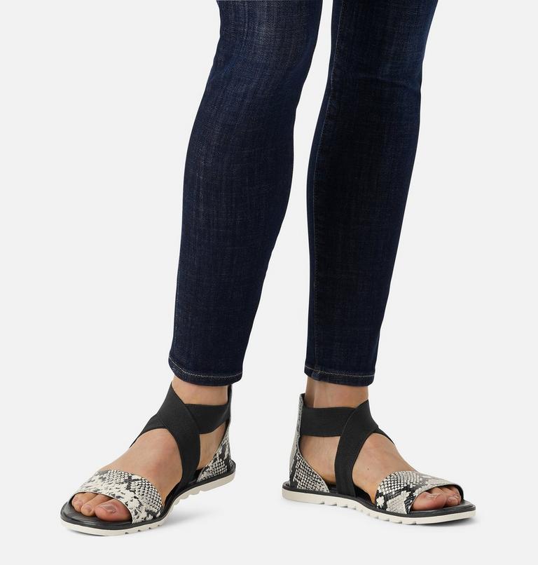 Women's Ella II Flat Sandal, Color: Snake, Black, image 7