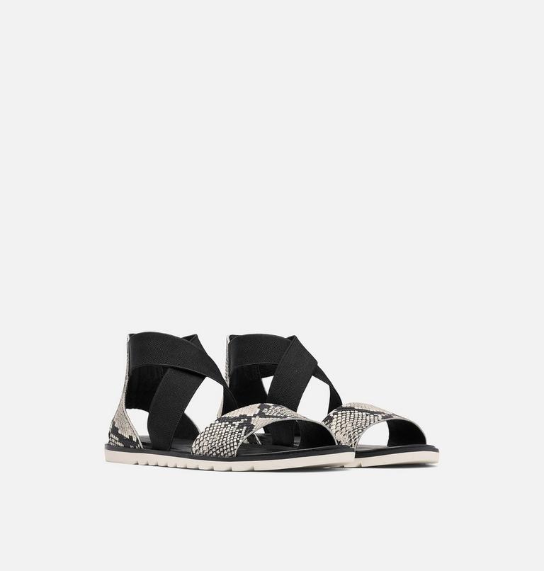Women's Ella II Flat Sandal, Color: Snake, Black, image 2