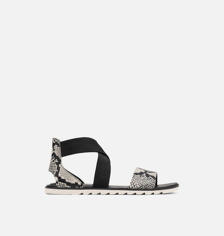 Women's Ella II Flat Sandal, Color: Snake, Black, image 1
