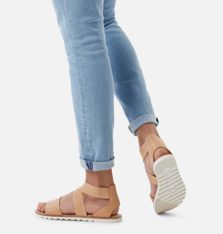 Women's Ella II Flat Sandal, Color: Honest Beige, Chalk, image 7