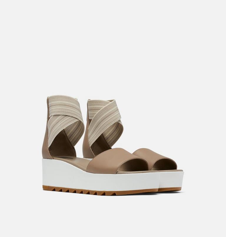 Women's Cameron Platform Ankle Strap Wedge Sandal, Color: Omega Taupe, Sea Salt, image 2