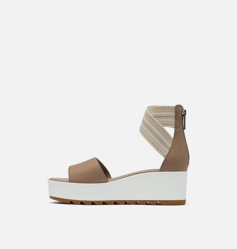 Women's Cameron Platform Ankle Strap Wedge Sandal, Color: Omega Taupe, Sea Salt, image 4