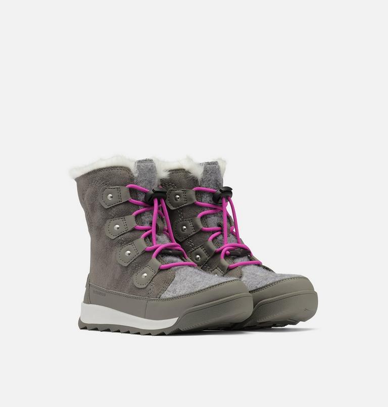 Kids' Whitney II Joan Lace Winter Boot, Color: Quarry, Bright Lavender, image 2