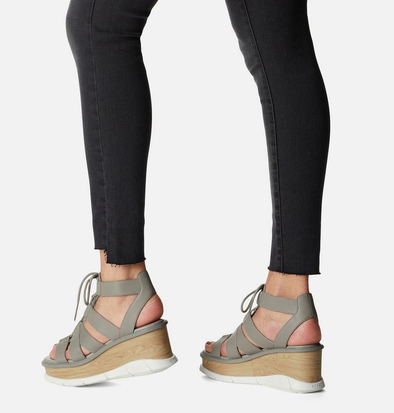 Women's Joanie III Lace-Up Wedge Sandal, Color: Chrome Grey, White, image 8