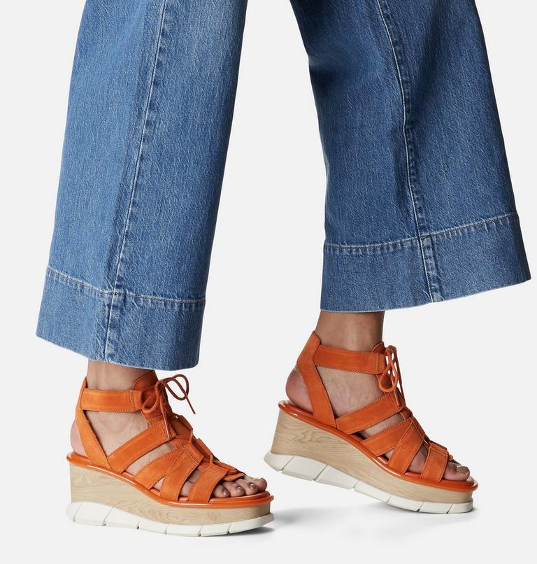 Women's Joanie III Lace-Up Wedge Sandal, Color: Desert Sun, Chalk, image 8