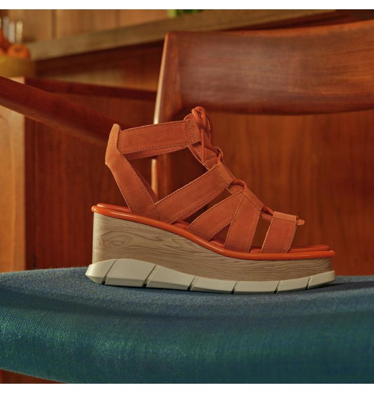 Women's Joanie III Lace-Up Wedge Sandal, Color: Desert Sun, Chalk, image 9