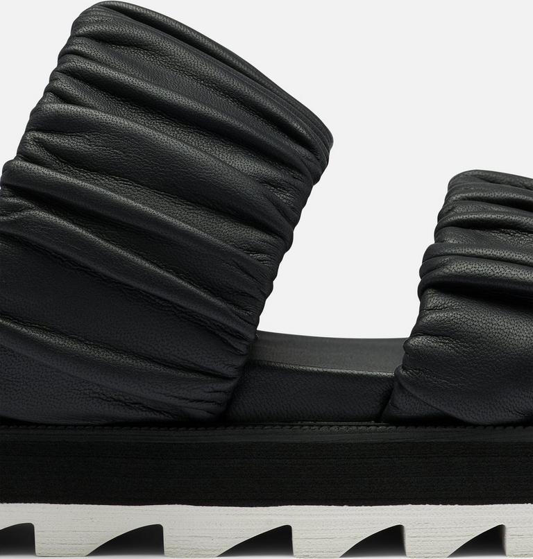 Women's Roaming Two Strap Slide Flat Sandal, Color: Black, Chalk, image 7