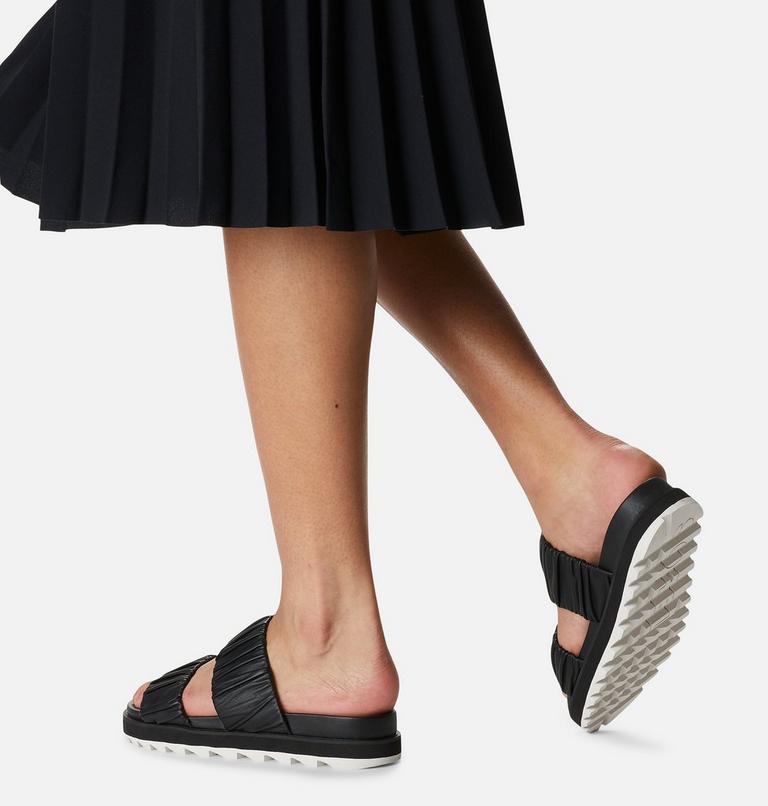 Women's Roaming Two Strap Slide Flat Sandal, Color: Black, Chalk, image 8