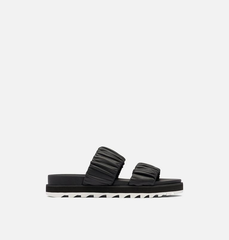 Women's Roaming Two Strap Slide Flat Sandal, Color: Black, Chalk, image 1