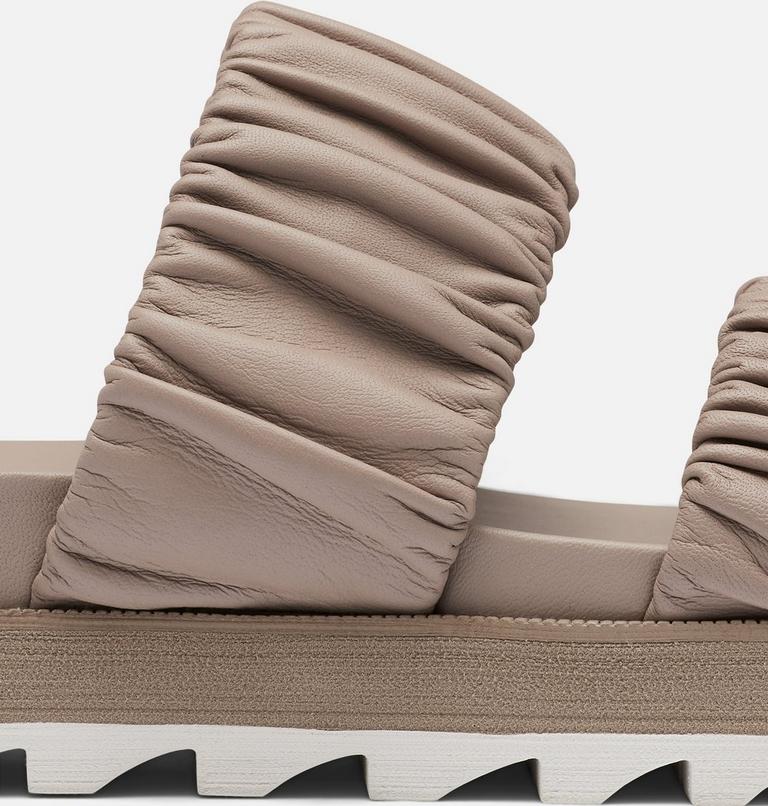 Women's Roaming Two Strap Slide Flat Sandal, Color: Omega Taupe, Chalk, image 7