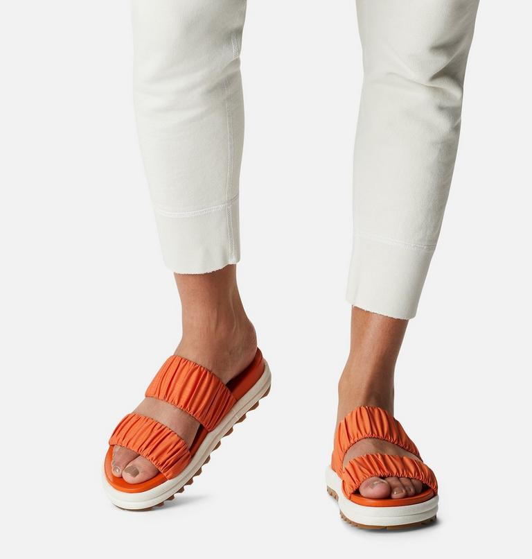 Women's Roaming Two Strap Slide Flat Sandal, Color: Desert Sun, Chalk, image 8
