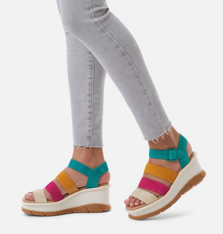 Women's Joanie III Ankle Strap Wedge Sandal, Color: Teal Chloride, Gum 2, image 7