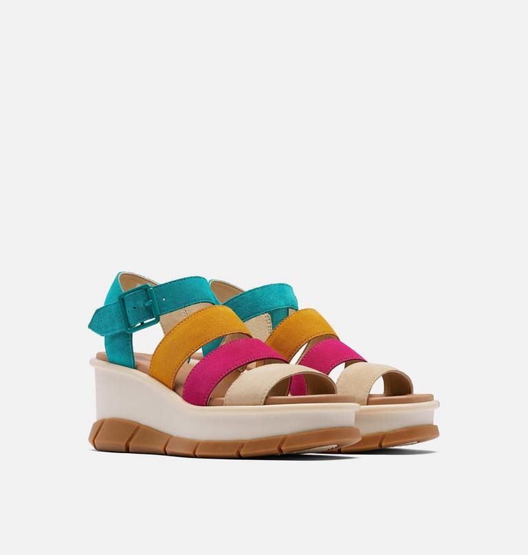Women's Joanie III Ankle Strap Wedge Sandal, Color: Teal Chloride, Gum 2, image 2