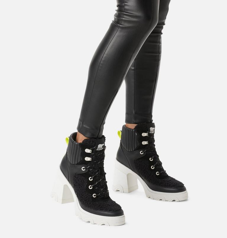 Women's Brex Heel Cozy Lace Bootie, Color: Black, Sea Salt, image 8