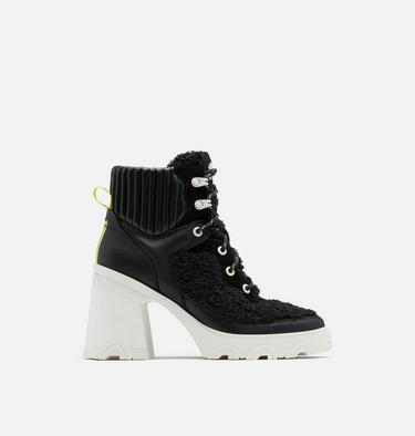 Women's Brex Heel Cozy Lace Bootie, Color: Black, Sea Salt, image 5