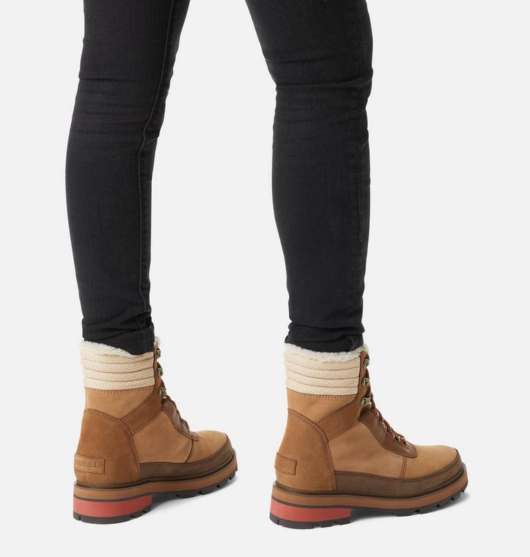 Women's Lennox Lace Cozy STKD Waterproof Boot, Color: Velvet Tan, Warp Red, image 8