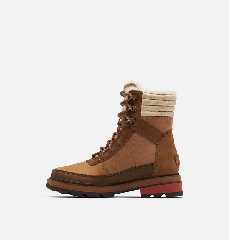 Women's Lennox Lace Cozy STKD Waterproof Boot, Color: Velvet Tan, Warp Red, image 4