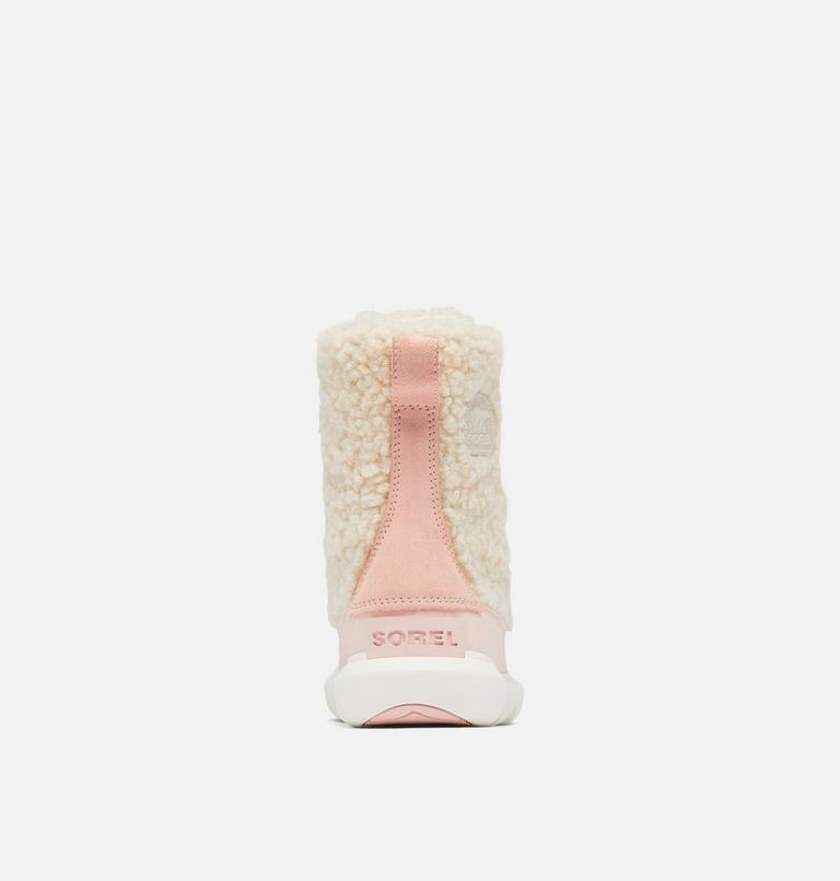 Youth Sorel Explorer Cozy Shearling Winter Boot, Color: Natural, Vintage Pink, image 3