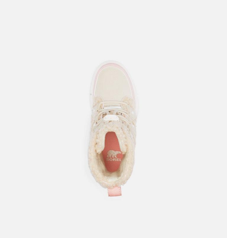 Youth Sorel Explorer Cozy Shearling Winter Boot, Color: Natural, Vintage Pink, image 5