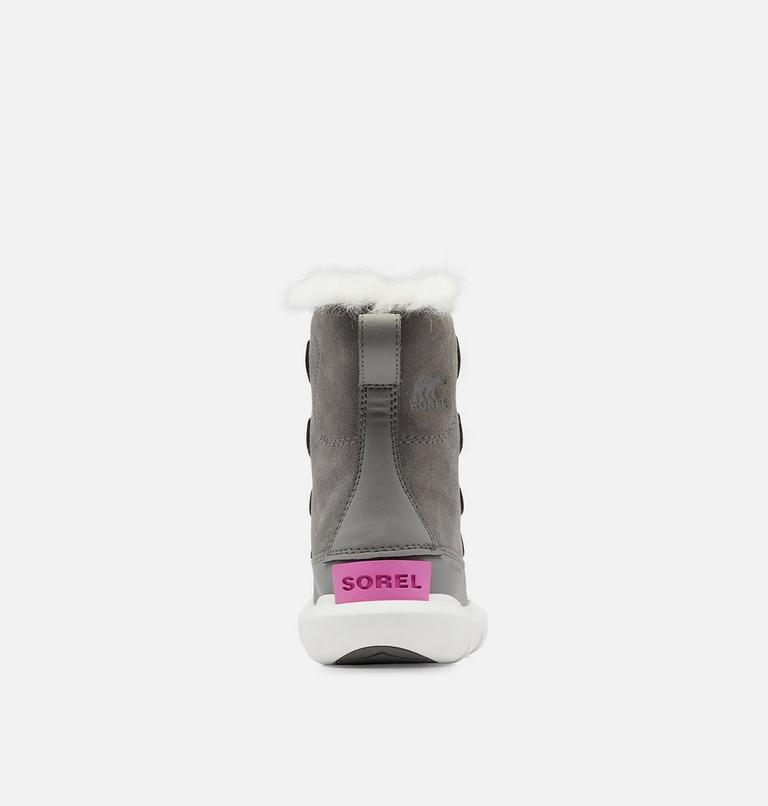 Kids Sorel Explorer Lace Winter boot, Color: Quarry, Bright Lavender, image 3