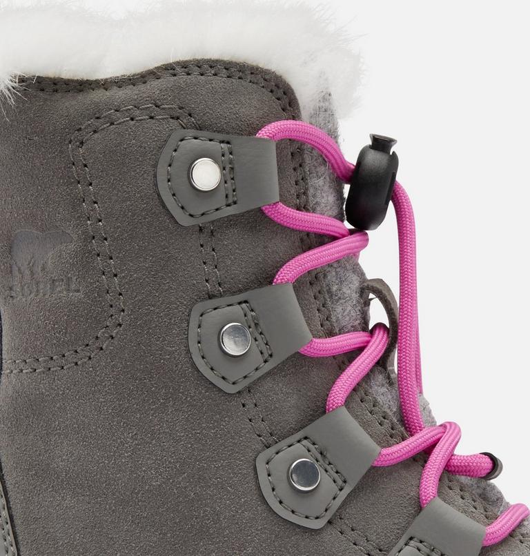 Kids Sorel Explorer Lace Winter boot, Color: Quarry, Bright Lavender, image 7