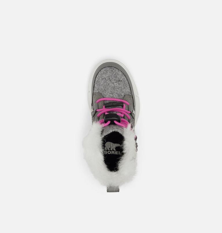 Kids Sorel Explorer Lace Winter boot, Color: Quarry, Bright Lavender, image 5