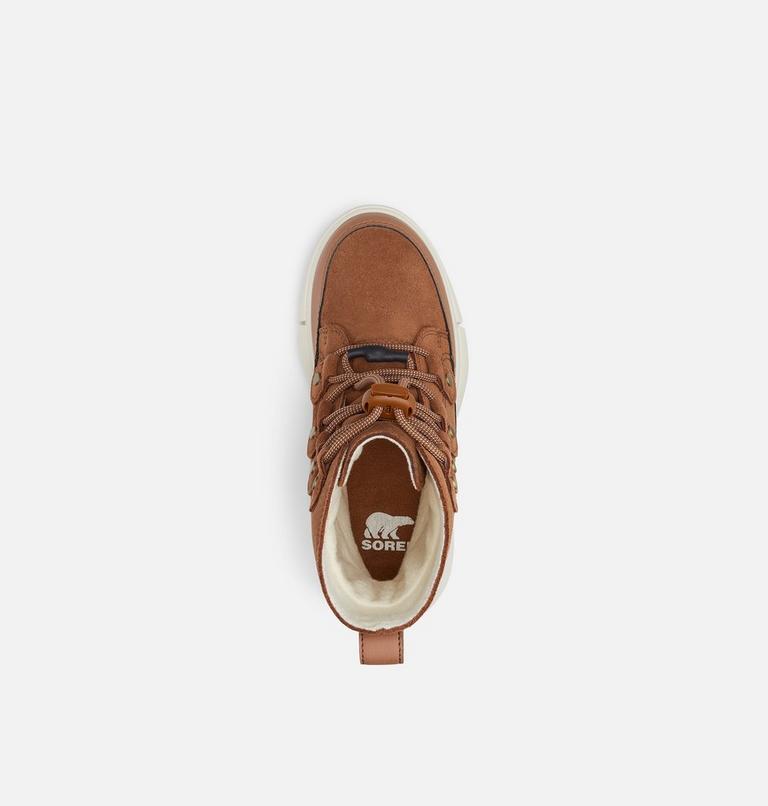 Youth Sorel Explorer Lace Boot, Color: Velvet Tan, Chalk, image 5