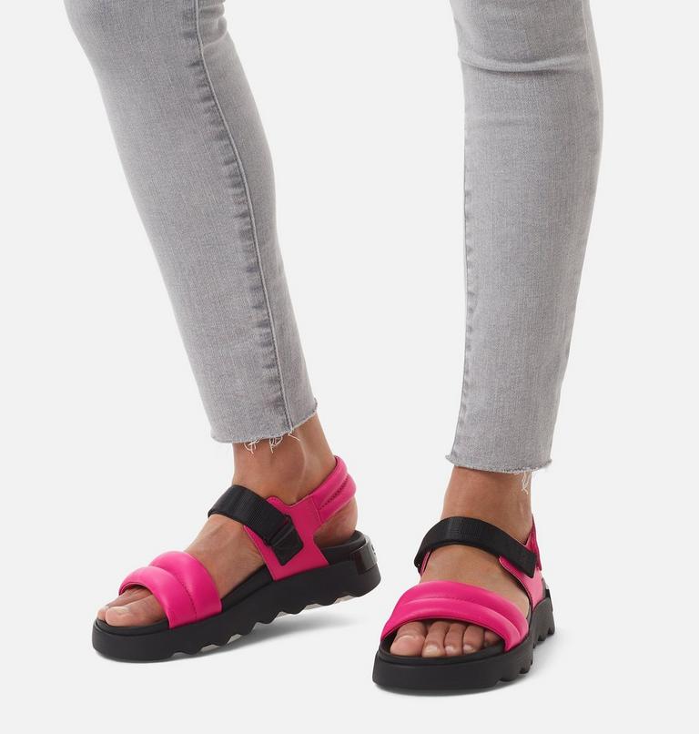 VIIBE Women's Flat Sandal, Color: Fuchsia Fizz, Black, image 7
