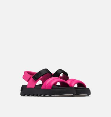VIIBE Women's Flat Sandal, Color: Fuchsia Fizz, Black, image 2