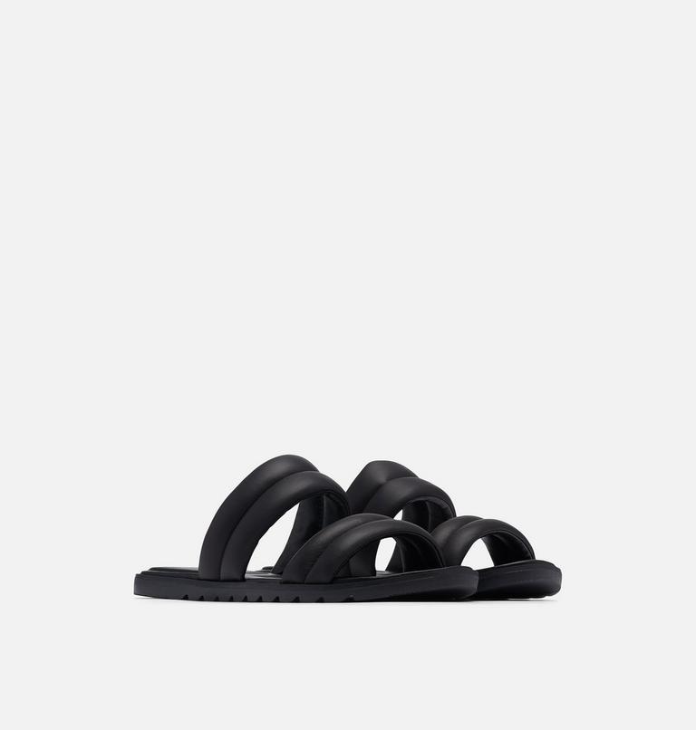 Women's Ella II Puff Slide, Color: Black, Sea Salt, image 2