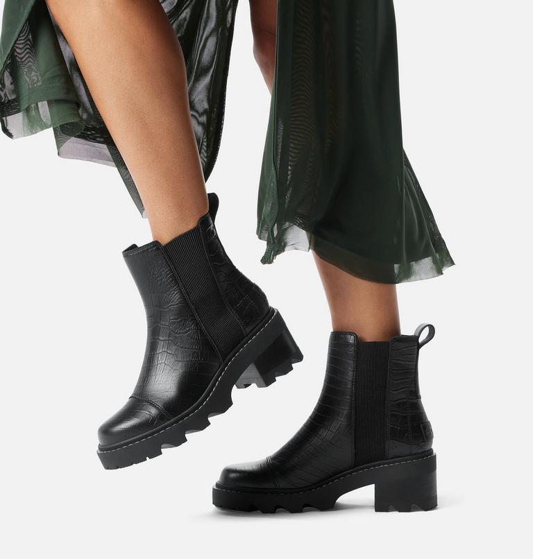 JOAN NOW Women's Chelsea Boot, Color: Black, Tawny Buff Croc, image 8