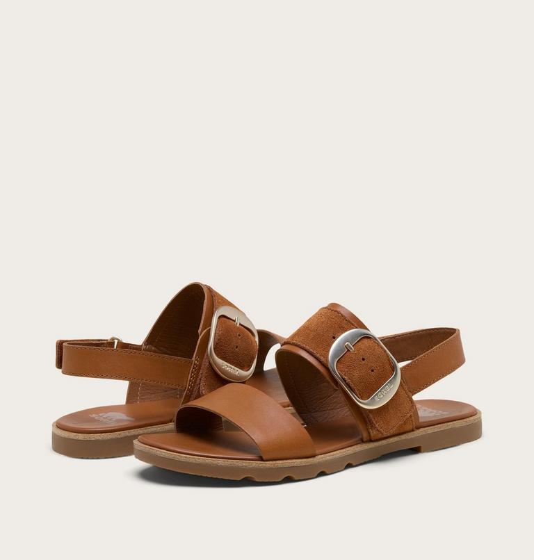 Sandalia plana destalonada Ella III para mujer, Color: Iced Tea, Gum 2, image 9