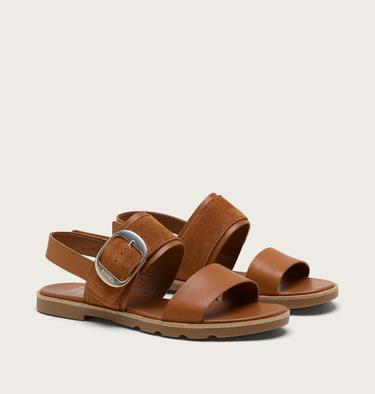 Sandalia plana destalonada Ella III para mujer, Color: Iced Tea, Gum 2, image 2