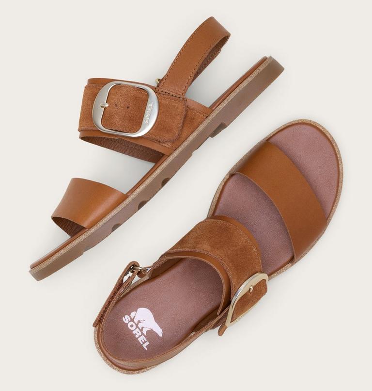 Sandalia plana destalonada Ella III para mujer, Color: Iced Tea, Gum 2, image 5