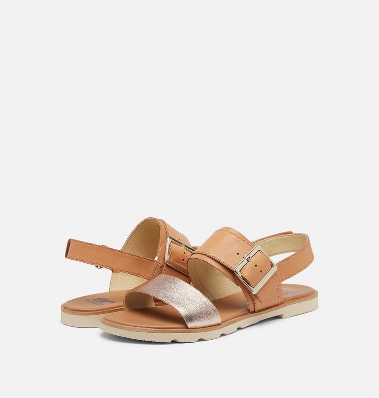 Women's Ella III Slingback Flat Sandal, Color: Honest Beige, Honey White, image 9