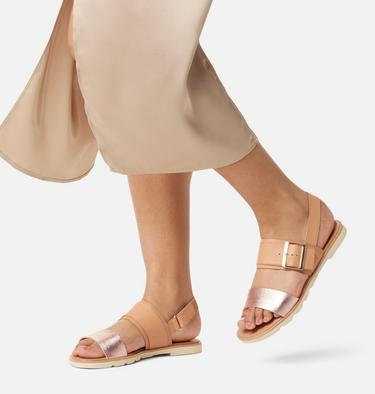 Women's Ella III Slingback Flat Sandal, Color: Honest Beige, Honey White, image 2