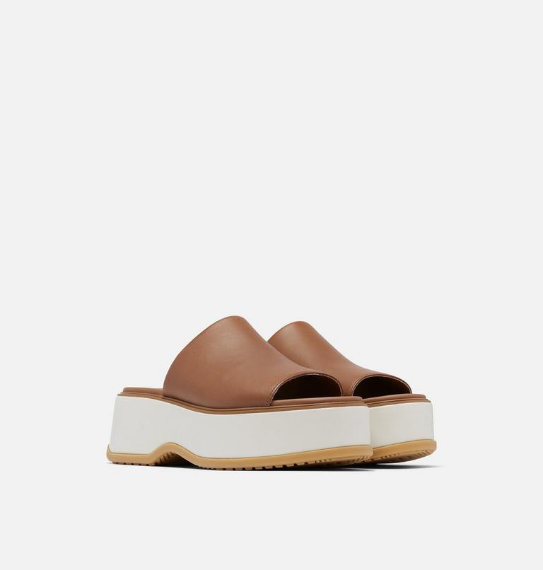 DAYSPRING Slide Women's Platform Sandal, Color: Velvet Tan, Chalk, image 2