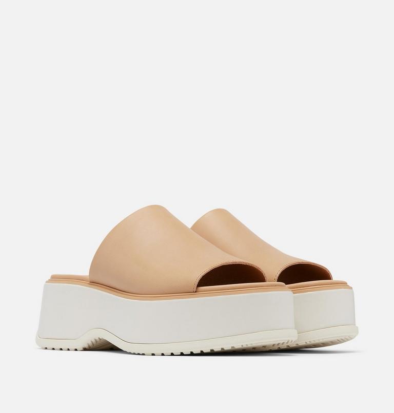 DAYSPRING Slide Women's Platform Sandal, Color: Honest Beige, Chalk, image 2