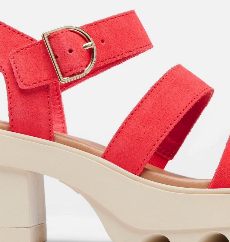 JOANIE Heel Ankle Strap Women's Sandal, Color: Red Glo, Honey White, image 9