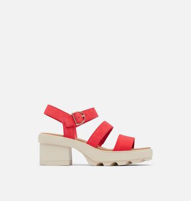 JOANIE Heel Ankle Strap Women's Sandal, Color: Red Glo, Honey White, image 1