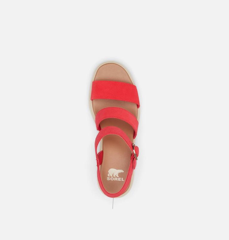 JOANIE Heel Ankle Strap Women's Sandal, Color: Red Glo, Honey White, image 5