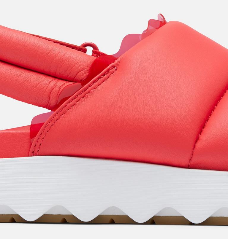 Women's Viibe Slingback Flat Puffy Sandal, Color: Red Glo, Sea Salt, image 9