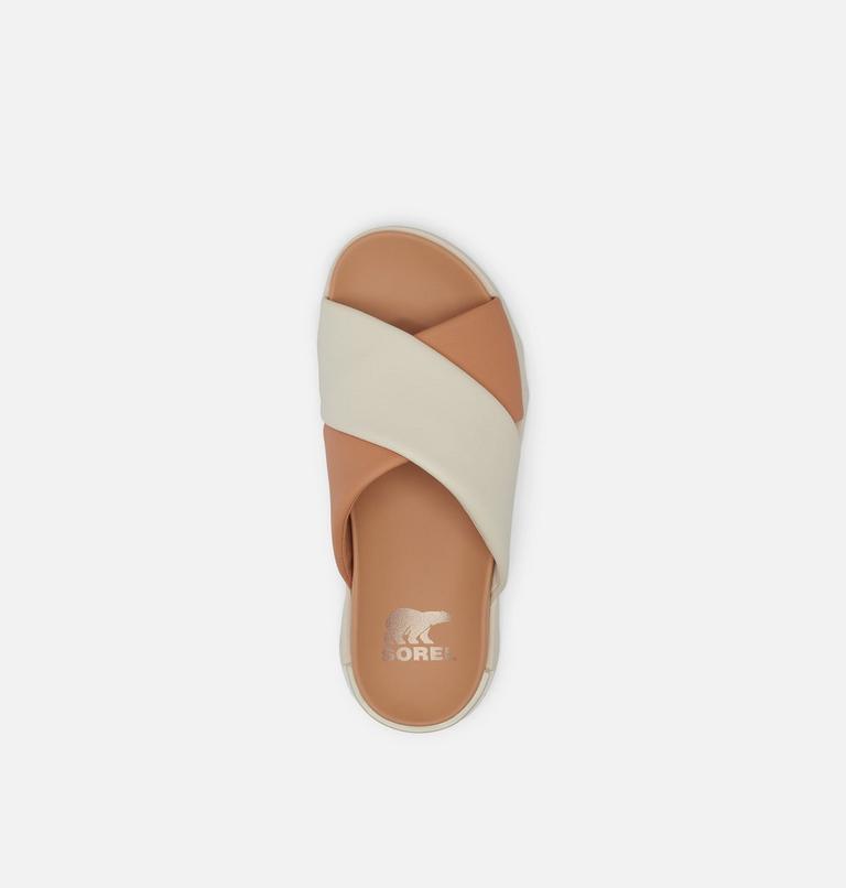 VIIBE Crisscross Slide Women's Flat Sandal, Color: Honest Beige, Chalk, image 5