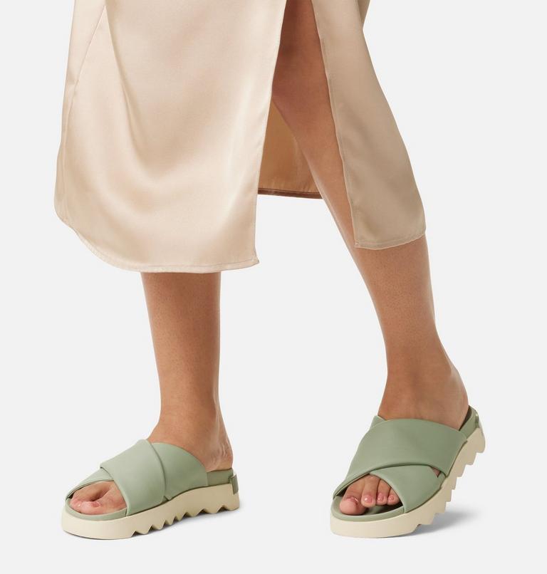 VIIBE Crisscross Slide Women's Flat Sandal, Color: Safari, Honey White, image 8