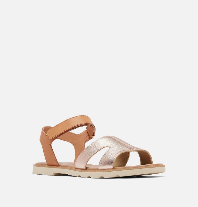 ELLA III Ankle Strap Women's Flat Sandal, Color: Honest Beige, Honey White, image 7