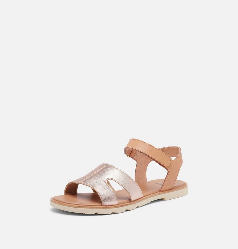 ELLA III Ankle Strap Women's Flat Sandal, Color: Honest Beige, Honey White, image 8