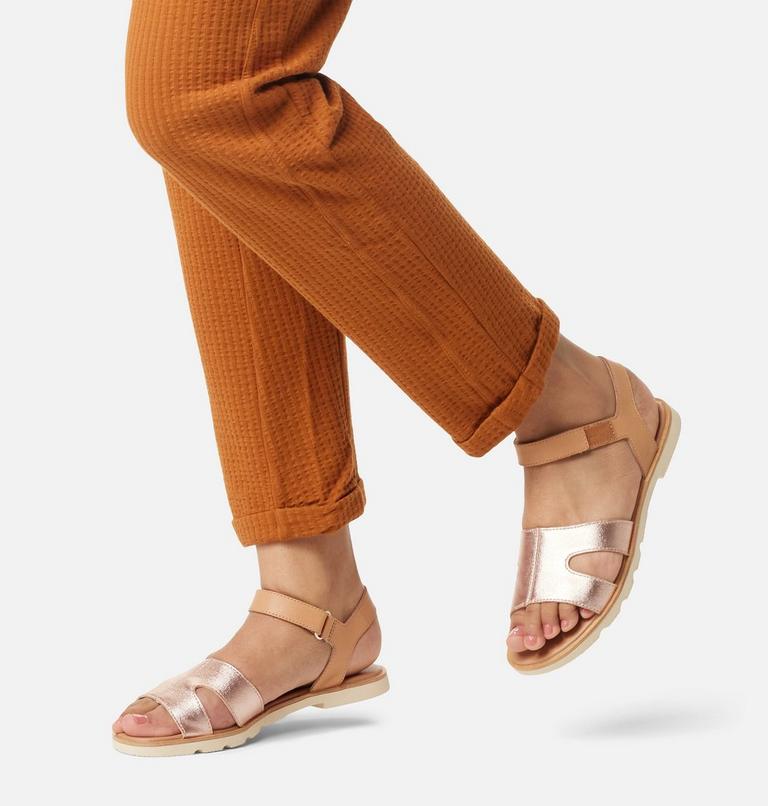 ELLA III Ankle Strap Women's Flat Sandal, Color: Honest Beige, Honey White, image 10