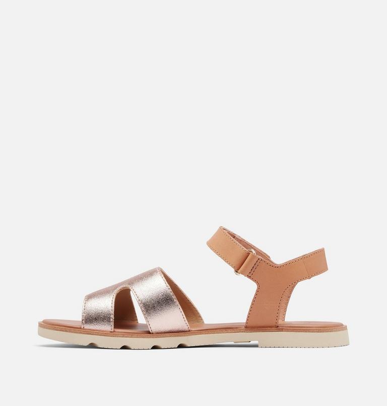 ELLA III Ankle Strap Women's Flat Sandal, Color: Honest Beige, Honey White, image 4