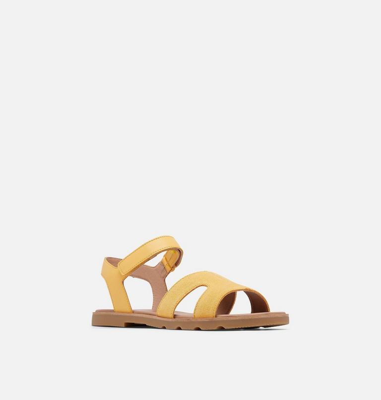 ELLA III Ankle Strap Women's Flat Sandal, Color: Yellow Ray, Gum, image 7