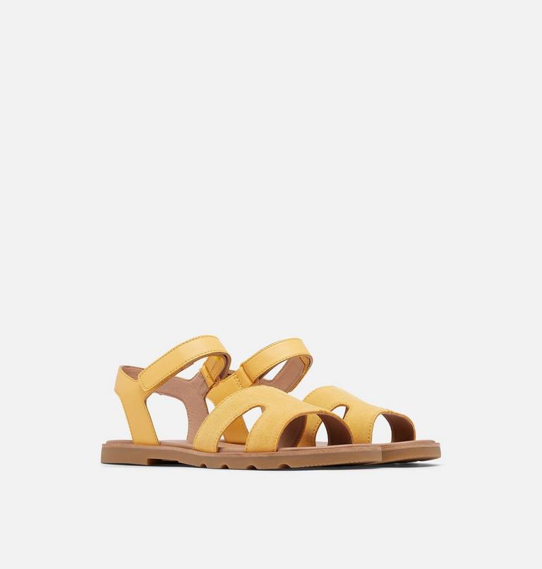 ELLA III Ankle Strap Women's Flat Sandal, Color: Yellow Ray, Gum, image 2